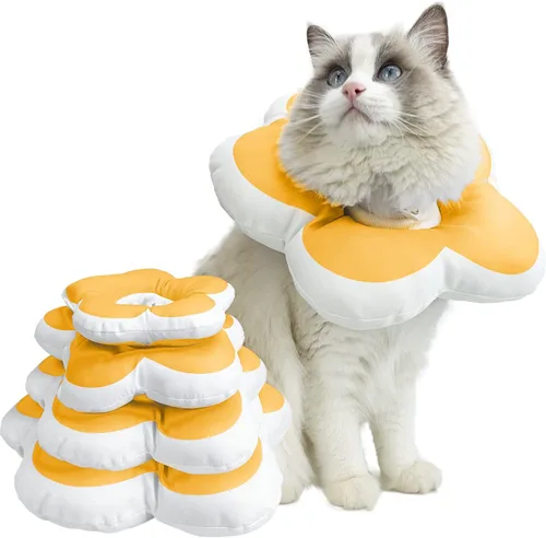 KUDES Collar de cono de gato, lindo collar isabelino impermeable con flores para gatos y perros pequeños, antimordeduras, lamer, curación de