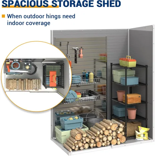 Vista 3 de UDPATIO Cobertizo de almacenamiento de resina para exteriores, 5 x 3 pies, cobertizo de jardín de plástico para bicicleta, bote de basura