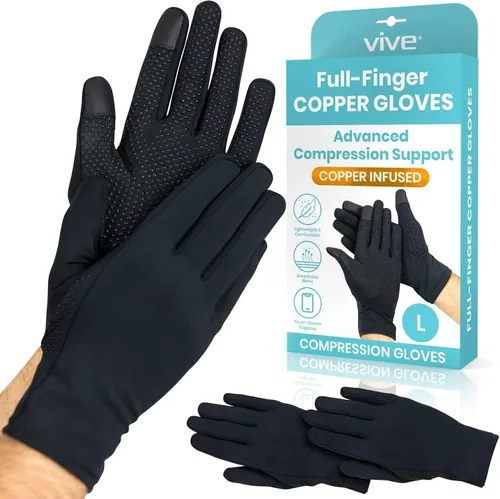 Vista 9 de Vive Guantes de cobre para artritis – Compresión de mano completa para pantalla táctil – para túnel carpiano, reumatoides, dolor