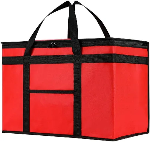 Vista 43 de NZ home Bolsa térmica XXL aislada y calentador de alimentos para entrega y compras de comestibles con parte superior con cremallera, color negro