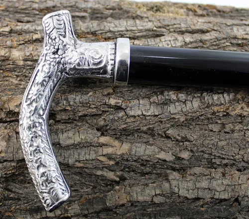 Vista 7 de Handmade Walking Cane - Artisanal Wood & Solid Pewter Handle, Elegant Walking Stick for Men & Women, Luxury Made in Italy Gift