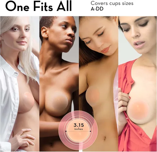 Vista 7 de Nipple Covers (2-Pairs, Reusable), 3D Seamless Nipple Pasties, Adhesive Silicone Nipple Cover Pasties