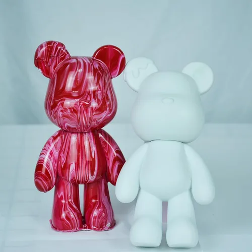 Vista 4 de Figurilla de Pintura de Oso Fluido, Figura de Oso DIY para Decoración del Hogar (8 Pulgadas, Molde en Blanco)