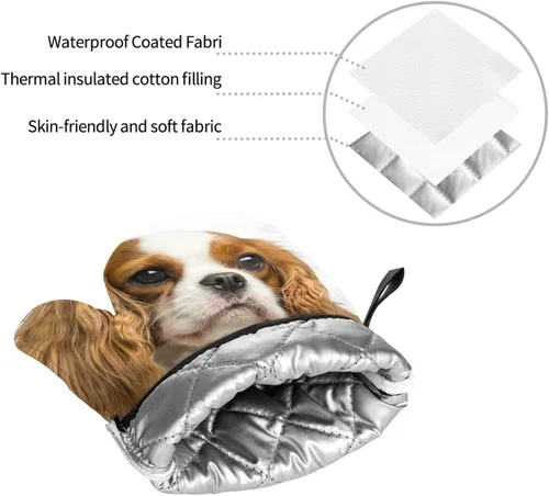 Vista 8 de Cavalier King Charles Spaniel - Juego de 4 manoplas para horno y ollas para perros, resistentes al calor, con capa interior de algodón