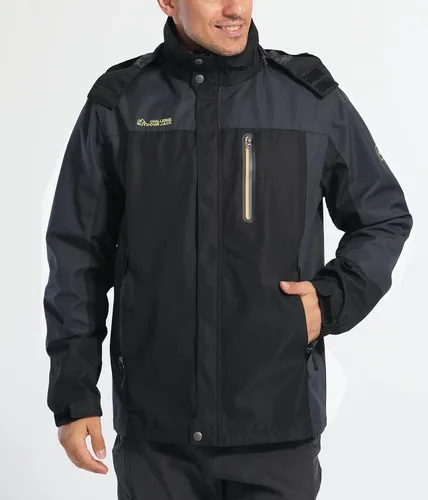 Vista 2 de MAGCOMSEN Men's Hooded Windproof Water Resistant Rain Jacket Windbreaker 5 Pockets for Hiking,Fishing,Runing