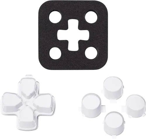 Vista 9 de eXtremeRate Robot de dos tonos blanco y transparente personalizado Dpad botones de acción reemplazo sin letra Impresión Botones faciales D-pad