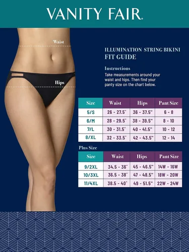 Vista 4 de Vanity Fair Panty de bikini con brillo corporal para mujer 18108