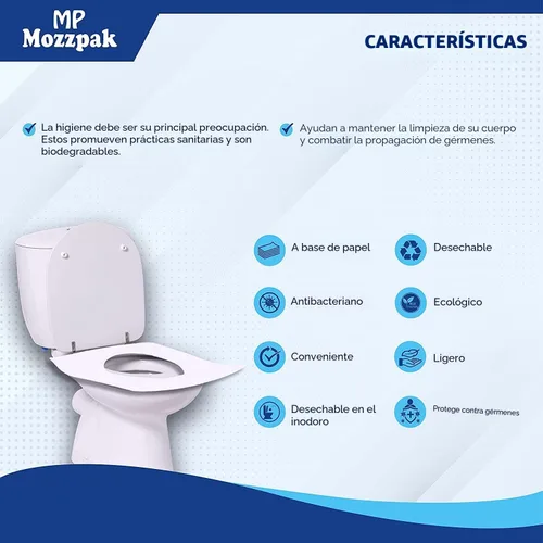 Vista 5 de MP MOZZPAK Fundas de asiento de inodoro desechables (paquete de 60) - XL Funda de asiento de inodoro desechable y lavable para entrenamiento