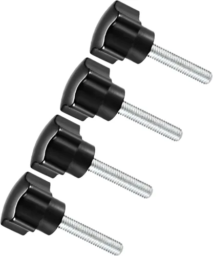 Vista 10 de Perillas de sujeción de estrella, rosca macho M5 x 0.591 in, cabeza de 0.945 in, mango de tornillo de pulgar de plástico, perno roscado negro