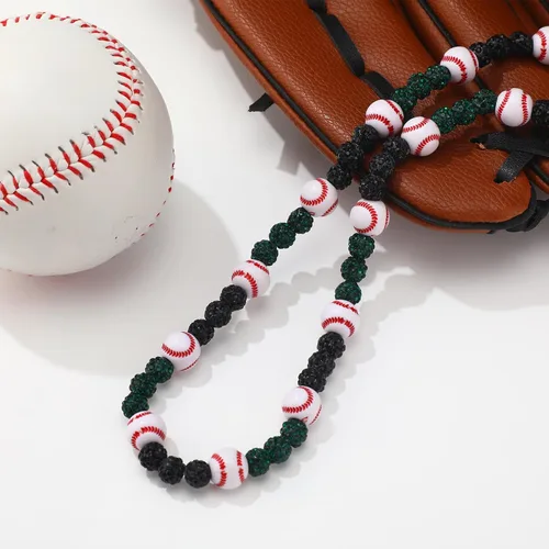 Vista 4 de Liliaafar 6 piezas de collar de cuentas de béisbol para adolescentes, collar de cuentas de arcilla con diamantes de imitación brillantes, regalos