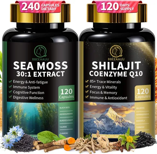 Vista 6 de Shilajit para hombres y cápsulas de graviola de guanábana con algas marinas
