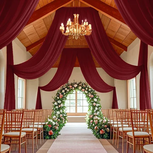 Vista 20 de Cortinas de techo verdes para cortinas de boda para techo, tela drapeada, 2 paneles de 5 x 20 pies, cortinas de tela para cortinas de arco de boda