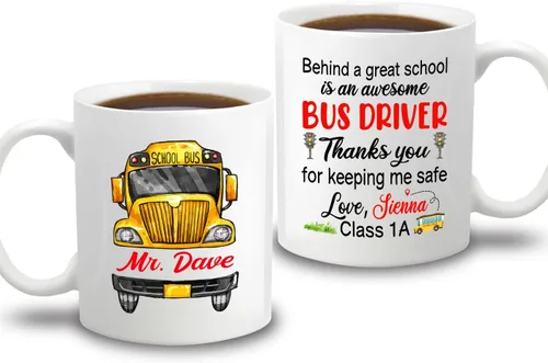 Vista 8 de Taza de café con texto en inglés «A Truly Amazing Bus Driver Is Hard To Find Difficult To Part With And Impossible To Forget»