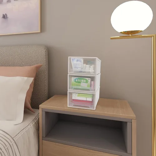 Vista 6 de Cajón de almacenamiento apilable de plástico de 6 cuartos de galón, 3 paquetes