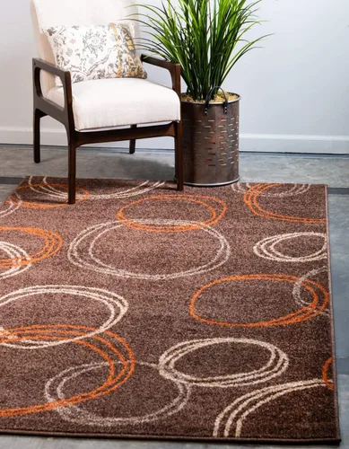 Vista 12 de Unique Loom - Tapete con diseño abstracto, informal, moderno y contemporáneo de la colección otoñal, rectangular de 2 x 3 pies, diseño con círculos