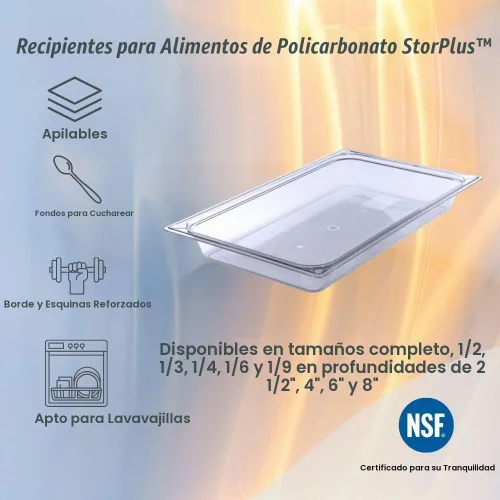 Vista 2 de Carlisle FoodService Products Storplus - Recipiente de plástico de tamaño completo para alimentos para catering, buffets y restaurantes