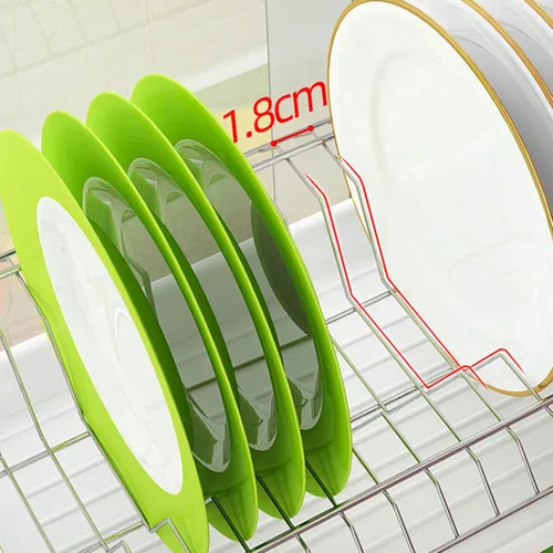 Vista 4 de Escurridor de platos de 2 niveles, escurridor de platos con soporte para utensilios, escurridor de acero inoxidable 304 con estante para tabla