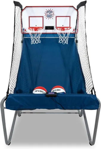 Vista 10 de Pop-A-Shot - Home Dual Shot Juego de baloncesto arcade para el hogar Aro de puntuación con sensor, 16 modos de juego, 7 bolas Plegable para un