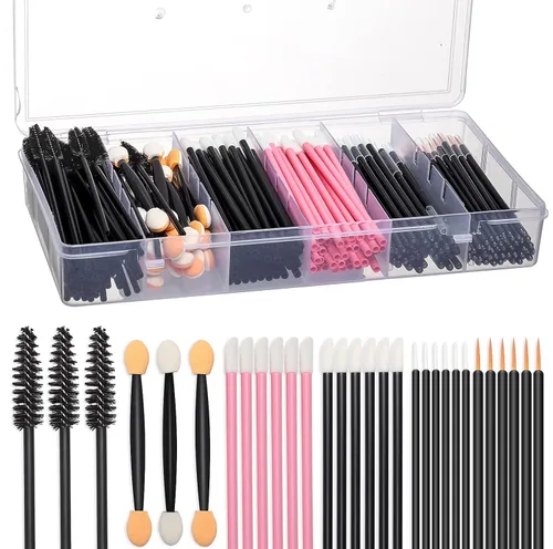 Kit de herramientas de maquillaje desechables de 300 piezas, cepillo para cejas/cepillo de rímel, aplicadores de labios/aplicadores de sombra de
