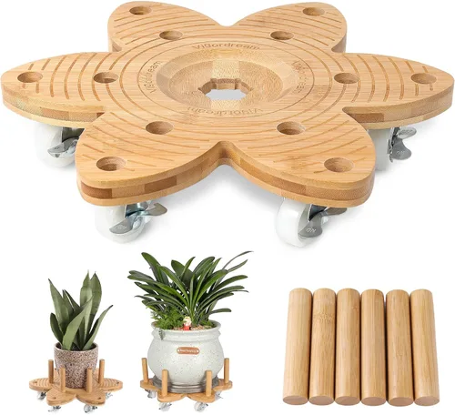 Vigordream Organizador para plantas con ruedas de 14 pulgadas, rodillos