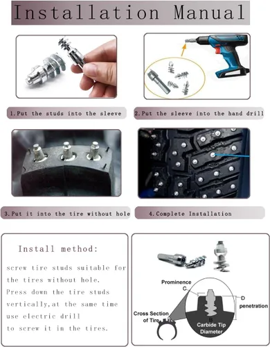 Vista 6 de Marrkey MS1911 (100) - Clavijas de carburo de 0.898 in para neumáticos de seguridad, antideslizantes, cadenas de neumáticos de nieve, para ATV, SUV