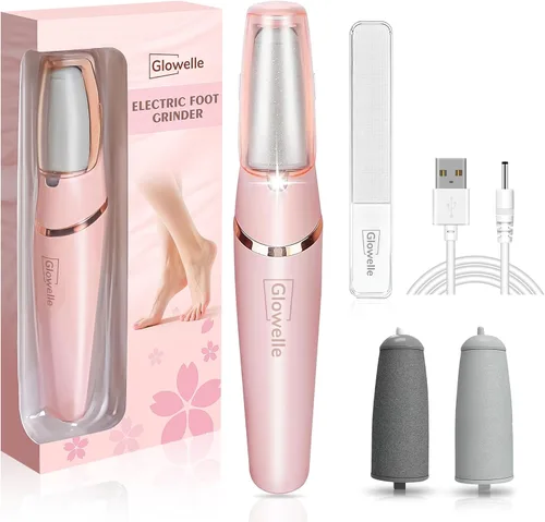 Glowelle Removedor eléctrico de callos de pies, removedor eléctrico de callos para pies, kit de herramientas de pedicura portátil recargable,