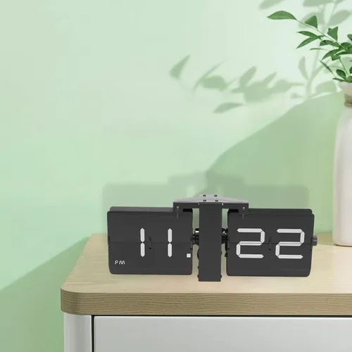 Vista 7 de Reloj de escritorio abatible, pantalla digital retro con pilas, reloj abatible de pared y mesa, reloj de metal grande para decoración del hogar