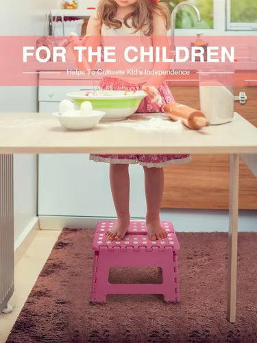 Vista 84 de Dyforce Taburete plegable de 9 pulgadas, taburete para niños, taburetes resistentes para adultos, taburetes de pie compactos, taburetes ligeros