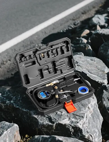 Vista 3 de AstroAI Medidor digital de presión de neumáticos con inflador, portabrocas de aire de 3-250 PSI y accesorios de compresor de alta resistencia