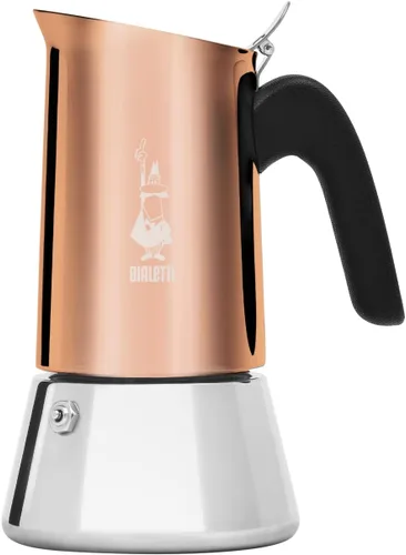 Bialetti - Nueva cafetera Venus Induction, apta para todo tipo de placas, acero 18/10, 4 tazas (5.7 onzas), aluminio, cobre