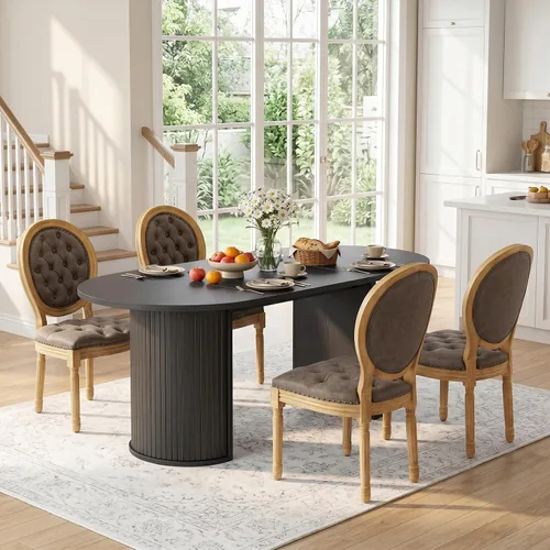 Vista 36 de SoarFlash Juego de mesa de cocina y sillas para 4, juego de mesa de comedor de 47 pulgadas para 4 personas con sillas tapizadas de terciopelo, juego