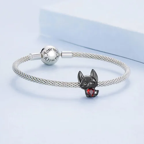 Vista 3 de BABAMIA Dijes de corazón con dije de rosa para pulseras cuentas de plata de ley 925 se adapta a pulseras y collares pavimentados con circonita