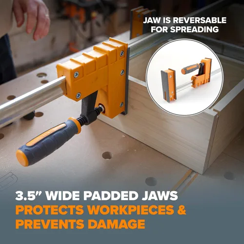 Vista 3 de Bora Paquete de 4 abrazaderas paralelas para carpintería, dos abrazaderas de madera paralelas de 18 pulgadas y dos de 24 pulgadas, abrazadera