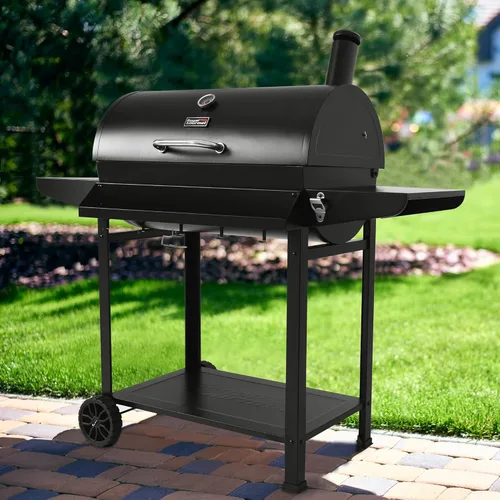 Vista 2 de Royal Gourmet CC1830T - Parrilla de carbón de barril de 30 pulgadas con rejilla de calentamiento y cesta de almacenamiento frontal, parrilla