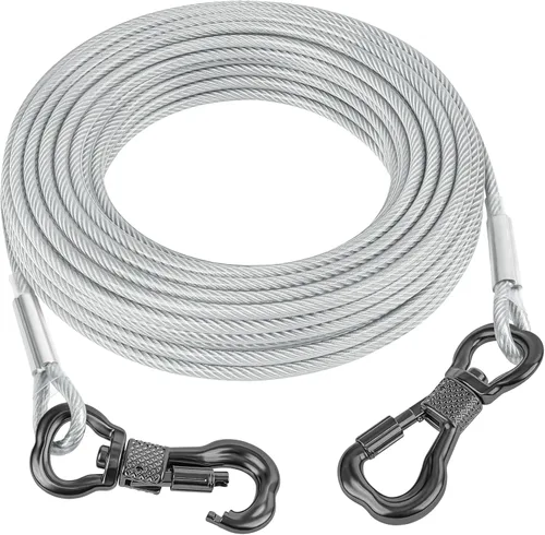 Vista 13 de Tresbro Cable de amarre reflectante rojo de 10 pies para perros de hasta 60 libras, correa de alambre de acero con hebilla giratoria de acero