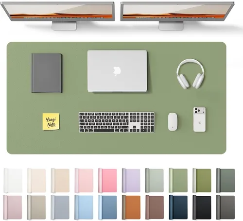 Vista 75 de YSAGi Protector de escritorio de cuero, tapete de oficina, alfombrilla grande para mouse, secante de cuero PU antideslizante, escritorio