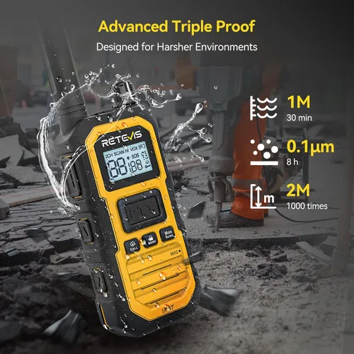 Vista 4 de Retevis RB48 Plus GMRS Walkie Talkies (paquete de 16) con auriculares