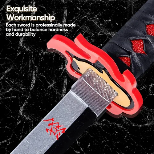 Vista 3 de Larmuroki Espada Demon Slayer de 41 pulgadas, espada samurái hecha a mano, katana Kimetsu no Yaiba, espada de anime para cosplay, el mejor regalo