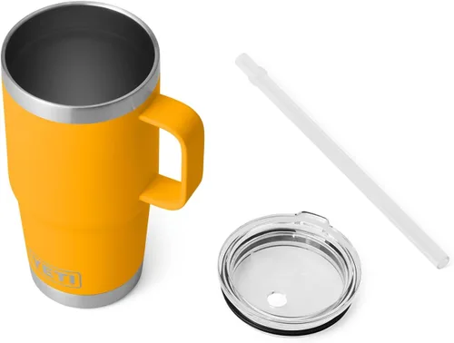 Vista 4 de YETI Rambler - Vaso de 25 onzas con asa y tapa con popote, vaso de viaje para agua, vaso aislado al vacío con asa, acero inoxidable, apicultor