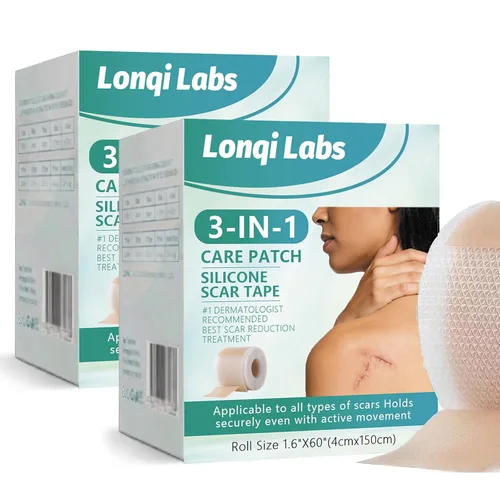 Vista 2 de Lonqi 3-1 Care Patch,Lonqi Labs Patch,Silicone Scar Tape for All Skin Types,Wrinkles,Reusable（C-Section, Burn, Surgical Scars） (1PCS)