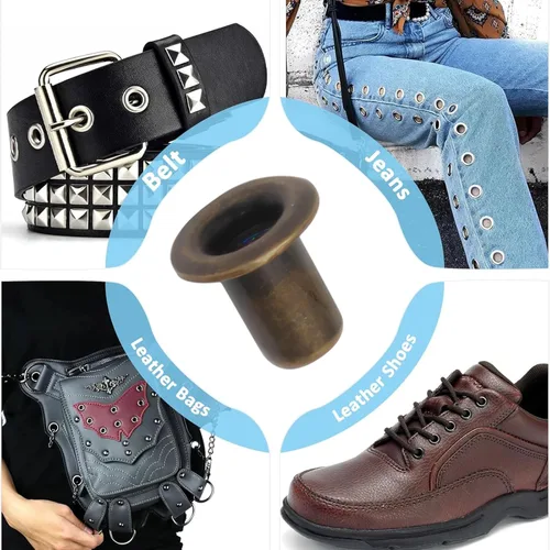 Vista 6 de Litoexpe Ojales Pequeños de 1.5MM, 200 Piezas, Ojales Autoadhesivos para Núcleos de Cuentas, Ropa, Cuero, Lona (Latón Antiguo)