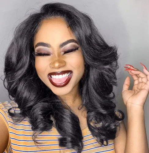 Vista 2 de BlackSwern - Peluca de encaje frontal de 14 pulgadas con cuerpo ondulado de encaje HD, pelucas sin pegamento de cabello humano preestilizadas