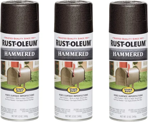 Vista 12 de Rust-Oleum 7215830 – Pintura en aerosol con efecto martillado para prevención del óxido, 12 oz (340 g), color negro
