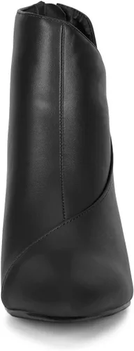 Vista 3 de Allegra K Botines de tacón de cuña con cremallera y punta puntiaguda para mujer