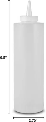 24 onzas Botella grande transparente para apretar, para condimentos, con tapa, a rosca, de plástico polietileno durable, de estilo cena, Transparente