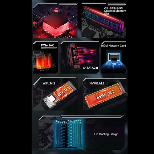 Vista 2 de Placa base para computadora de escritorio H6 ME, zócalo LGA 1155, DDR3, SATA2.0 x 4, PCIe 16X, USB 2.0 x 10, VGA, HDMI, M.2, NVME M.2, pin