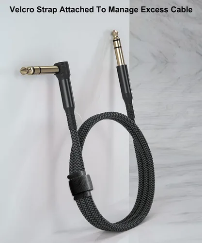 Vista 5 de Cable TRS de 0.250 in para instrumento de 3.3 pies, paquete de 2 unidades, ángulo recto de 90 grados 1/4 pulgadas, cable de audio estéreo macho