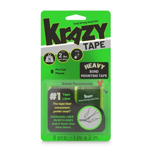 Vista 13 de Krazy Tape Cinta adhesiva de doble cara transparente para montaje, 1"x2", paquete de 8 piezas precortadas, tiras adhesivas transparentes de fácil