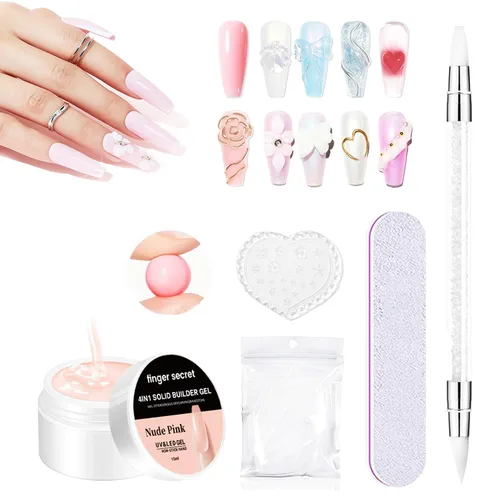 Vista 8 de Gel constructor sólido para uñas, gel duro no pegajoso para uñas, gel de extensión de uñas, gel de arte de uñas, salón de hogar, manos no pegajosas