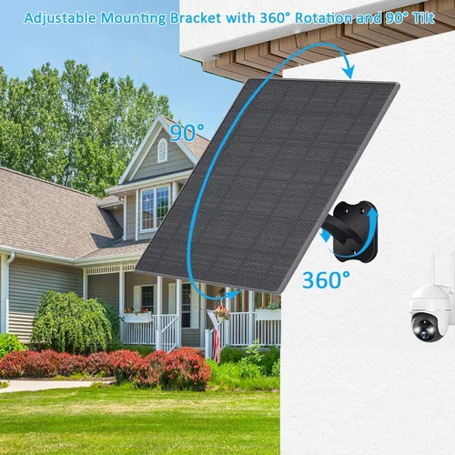 Vista 6 de Zivif Panel Solar USB C para Cámaras de Seguridad, Cargador Solar de 10W con Cable USB-C, DC 5.5x2.1mm y Puerto Micro USB, Resistente al Agua IP66